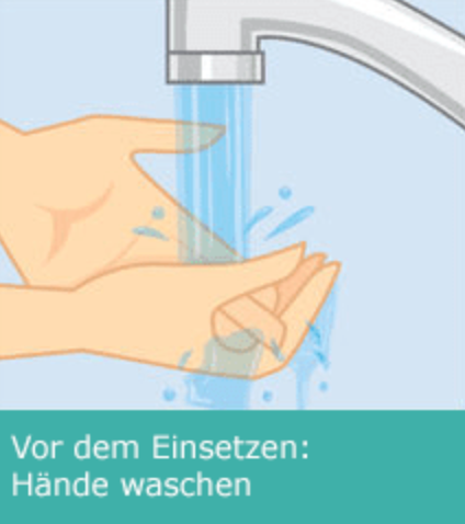 Hände waschen vor dem Einsetzen der Kontaktlinse